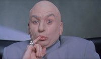 Dr Evil with finger while threatening the United Nations